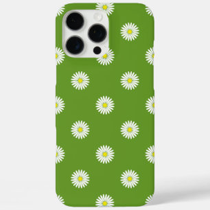Daisies Illustrative Pattern on Green iPhone 16 Pro Max Case