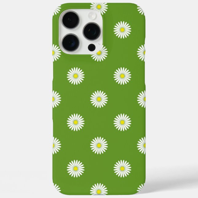 Daisies Illustrative Pattern on Green Case-Mate iPhone Case (Back)