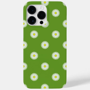 Daisies Illustrative Pattern on Green Case-Mate iPhone 14 Pro Max Case