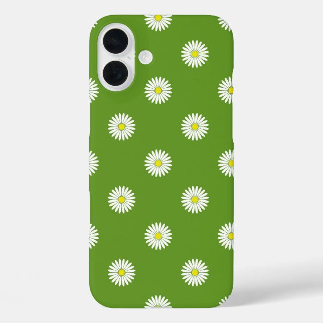 Daisies Illustrative Pattern on Green Case-Mate iPhone Case (Back)
