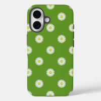 Daisies Illustrative Pattern on Green
