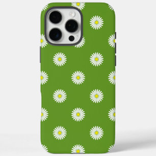 Daisies Illustrative Pattern on Green iPhone 16 Pro Max Case