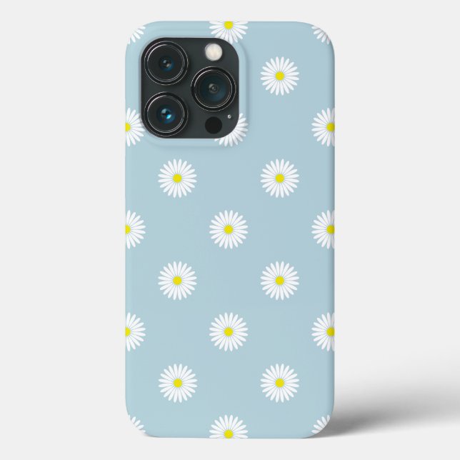 Daisies Illustrative Pattern on Pale Blue Case-Mate iPhone Case (Back)