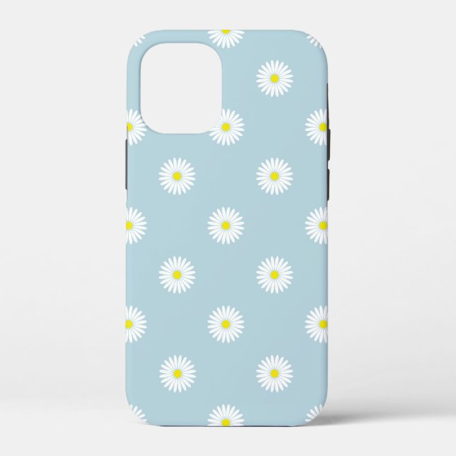 Daisies Illustrative Pattern on Pale Blue Case-Mate iPhone Case (Back)