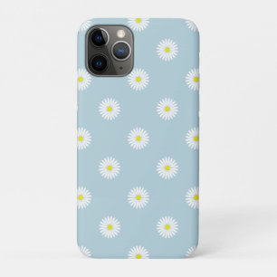 Daisies Illustrative Pattern on Pale Blue iPhone 11 Pro Case