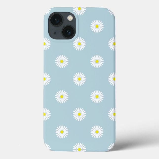 Daisies Illustrative Pattern on Pale Blue Case-Mate iPhone Case (Back)