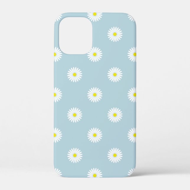 Daisies Illustrative Pattern on Pale Blue Case-Mate iPhone Case (Back)