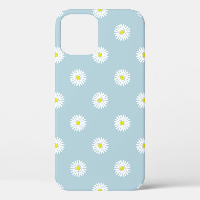 Daisies Illustrative Pattern on Pale Blue Case-Mate iPhone Case (Back)