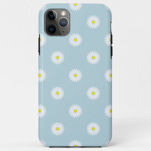 Daisies Illustrative Pattern on Pale Blue iPhone 11 Pro Max Case