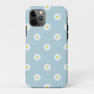 Daisies Illustrative Pattern on Pale Blue iPhone 11 Pro Case