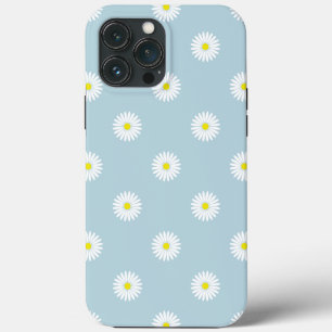 Daisies Illustrative Pattern on Pale Blue iPhone 13 Pro Max Case