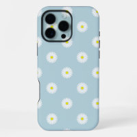 Daisies Illustrative Pattern on Pale Blue