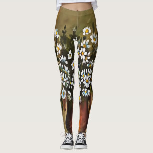 Daisies In A Copper Coloured Vase Leggings