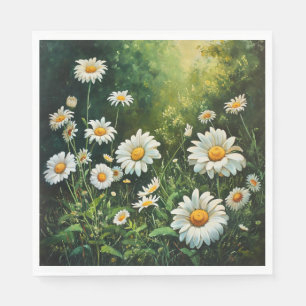 daisies in a field of green napkin