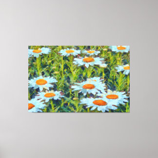 Daisies In A Garden Flowerbed Floral Art Canvas Print