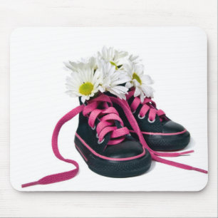 Daisies In Black Sneakers Mouse Mat