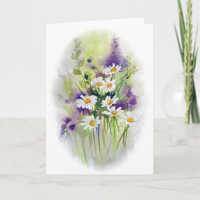 Daisies in Heather Greeting Card (Front)