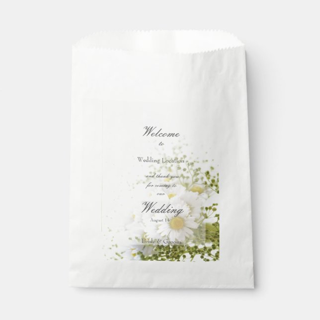 Daisies in Love- Editable Wedding Bouquet Favour Bags (Front)