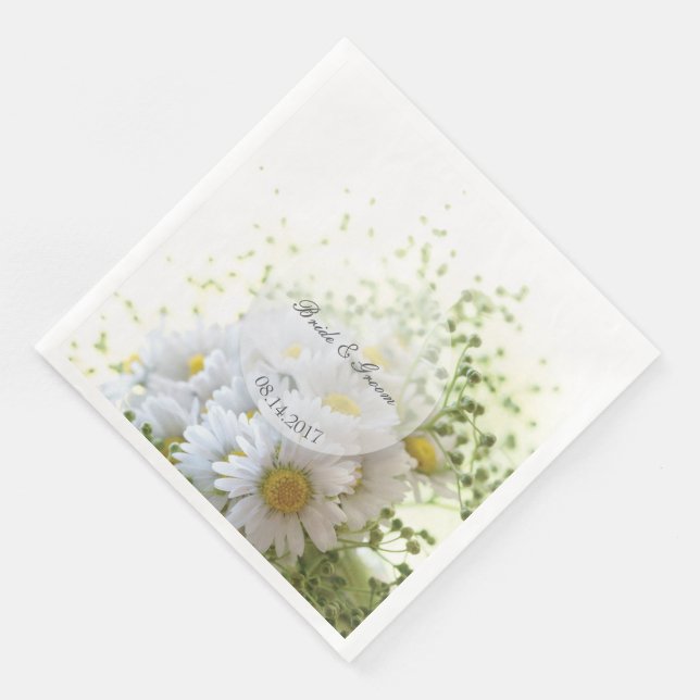 Daisies in Love- Editable Wedding Bouquet Napkin (Corner)
