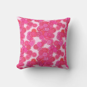 Daisies in shades of pink and fuchsia cushion