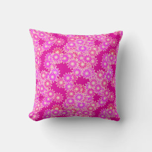 Daisies in shades of pink and orchid cushion