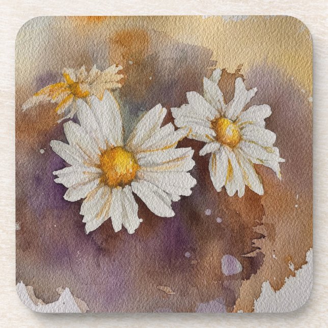 Daisies in the haze Watercolour  Coaster (Front)