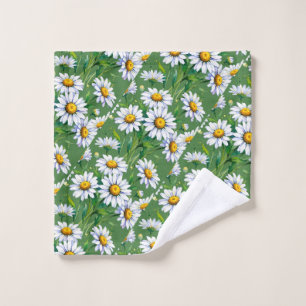Daisies in the meadow. Watercolours . Wash cloth