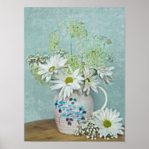 Daisies In Vintage Pitcher Poster