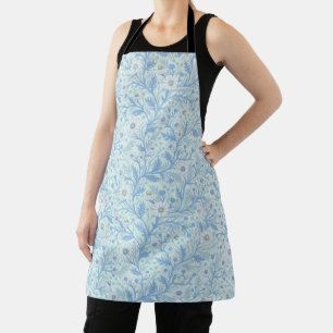 Daisies in white and blue on sea glass apron
