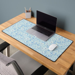 Daisies in white and blue on sea glass desk mat