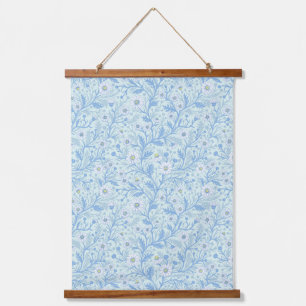 Daisies in white and blue on sea glass hanging tapestry