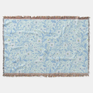 Daisies in white and blue on sea glass throw blanket