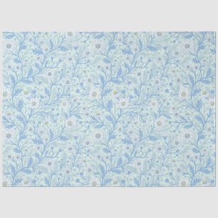 Daisies in white and blue on sea glass tissue paper