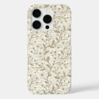 Daisies in white and brown on off white