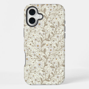 Daisies in white and brown on off white iPhone 16 plus case