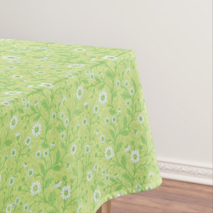 Daisies in white and green on honey dew green tablecloth