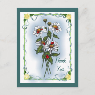 Daisies, Ladybugs: Thank You: Nature Art You Card