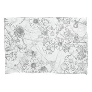 Daisies light grey pattern pillowcase