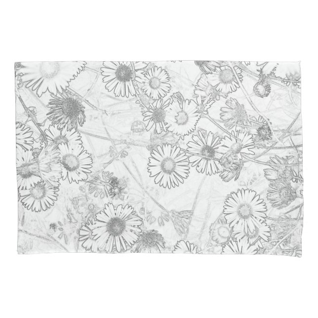 Daisies light grey pattern pillowcase (Front)