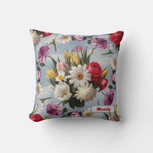 Daisies, Lilies and Tulips Cushion