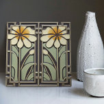 Daisies Love Wall Decor Art Nouveau Vintage Deco Tile<br><div class="desc">Welcome to CreaTile! Here you will find handmade tile designs that I have personally crafted and vintage ceramic and porcelain clay tiles, whether stained or natural. I love to design tile and ceramic products, hoping to give you a way to transform your home into something you enjoy visiting again and...</div>