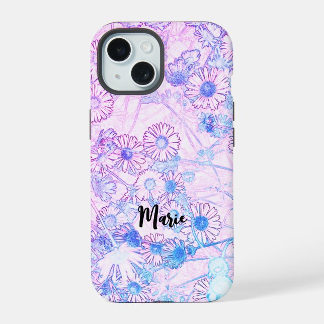 Daisies meadow pattern iPhone 15 case (Back)