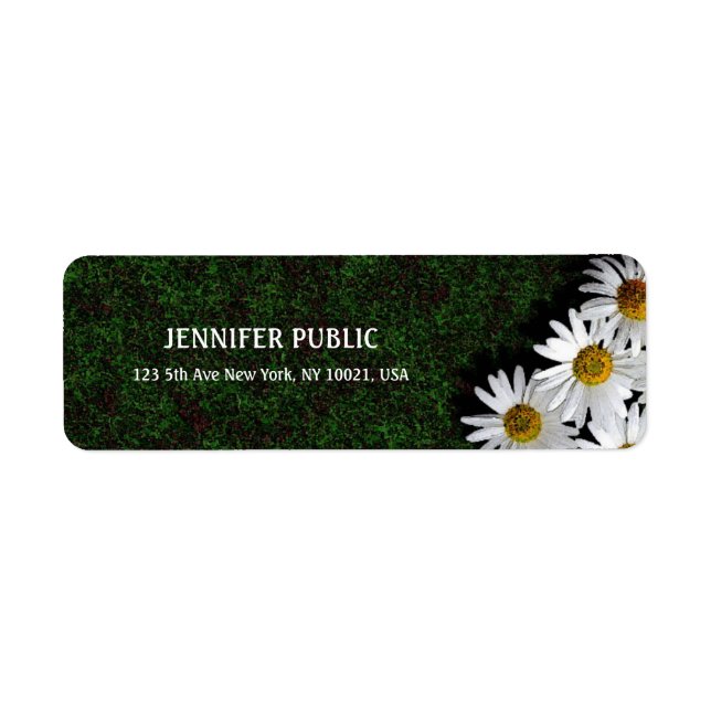 Daisies Modern Design Flowers Return Address (Front)