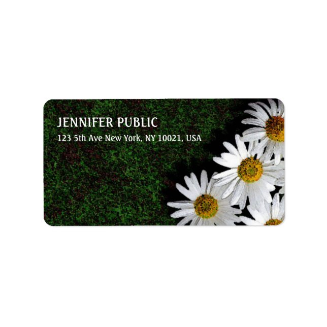 Daisies Modern Flowers Elegant Plain Address Label (Front)