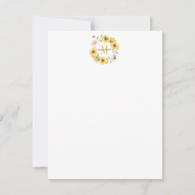 Daisies Monogram Note Card (Front)