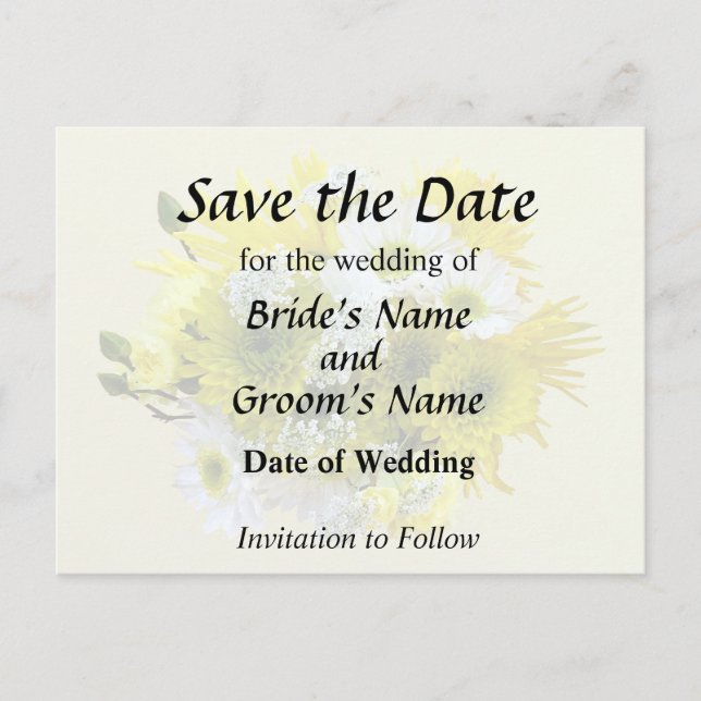 Daisies, Mums and Queen Anne's Lace Bouquet Announcement Postcard (Front)