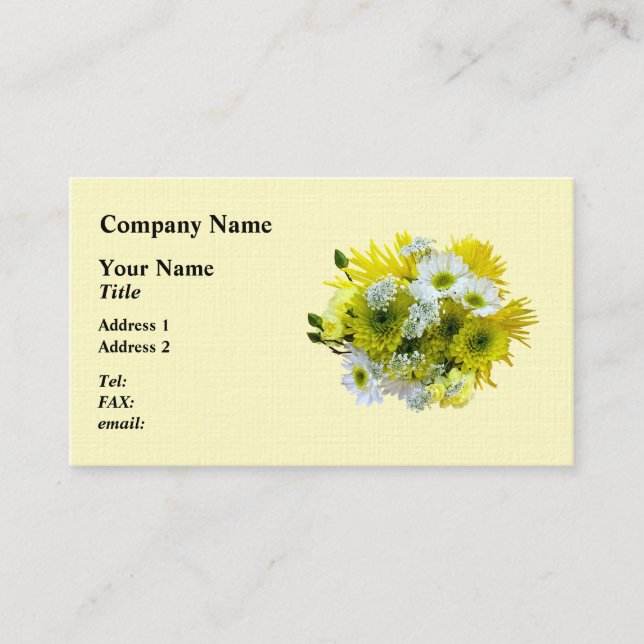Daisies, Mums and Queen Anne's Lace Bouquet Business Card (Front)