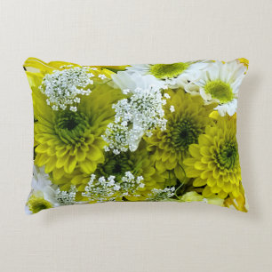 Daisies, Mums and Queen Anne's Lace Bouquet Decorative Cushion