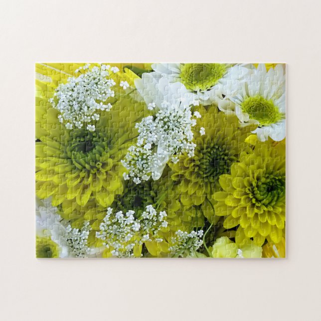 Daisies, Mums and Queen Anne's Lace Bouquet Jigsaw Puzzle (Horizontal)