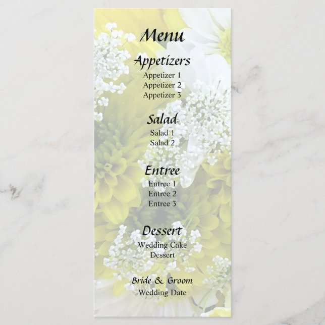 Daisies, Mums and Queen Anne's Lace Bouquet Menu (Front)